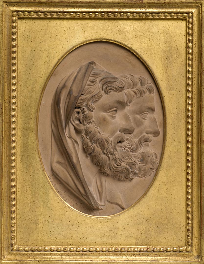 Pierre-François Le ROY (Namur 1739 – Bruxelles 1812), Deux têtes de profils, terre cuite, 1785. (Sculpture)